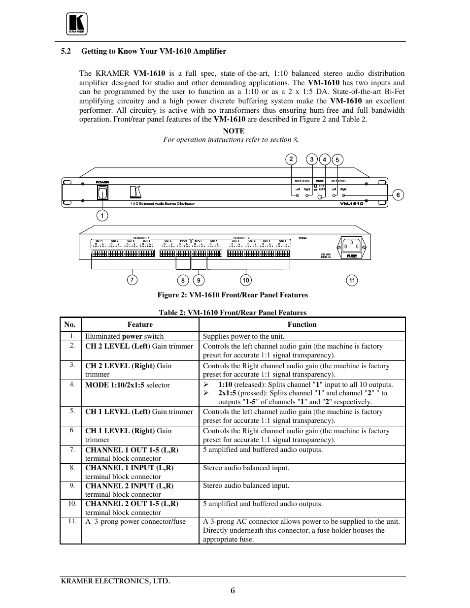 Kramer Electronics VM-1610 User Manual | Page 8 / 18