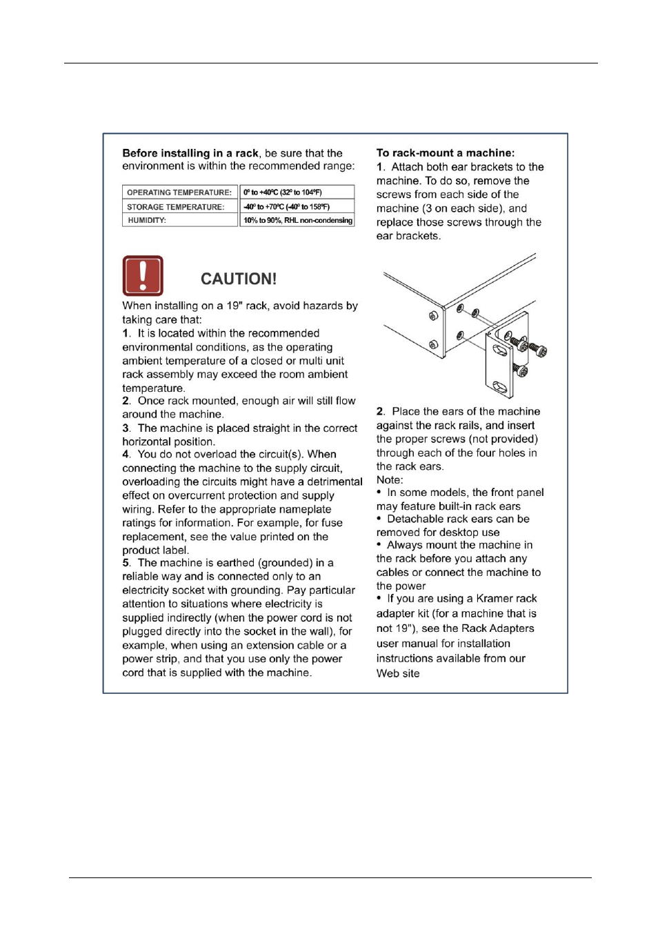 5 installing the vm-8h/vm-16h in a rack, Installing the vm-8h/vm-16h in a rack | Kramer Electronics VM-8H User Manual | Page 10 / 16