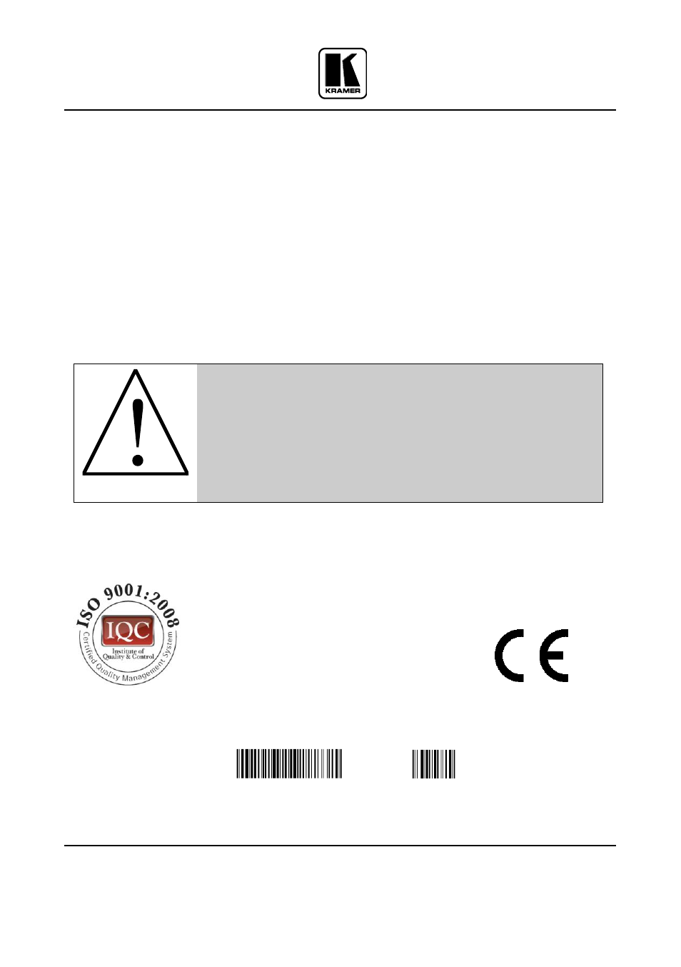 Kramer electronics, ltd, Caution, Safety warning | Kramer Electronics VM-8H User Manual | Page 16 / 16