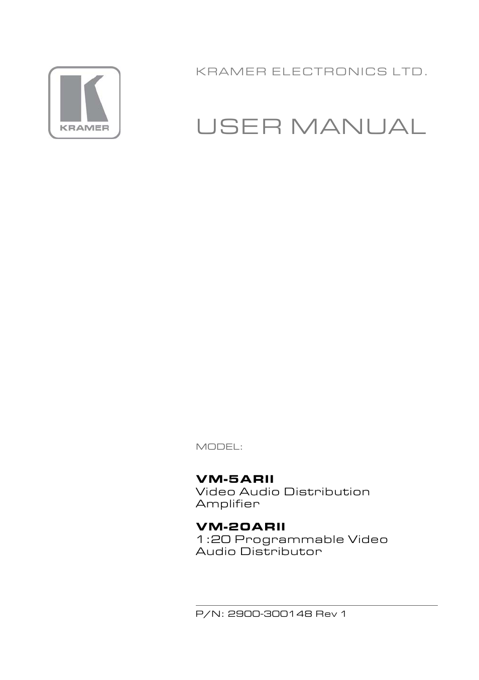 Kramer Electronics VM-5ARII User Manual | 21 pages