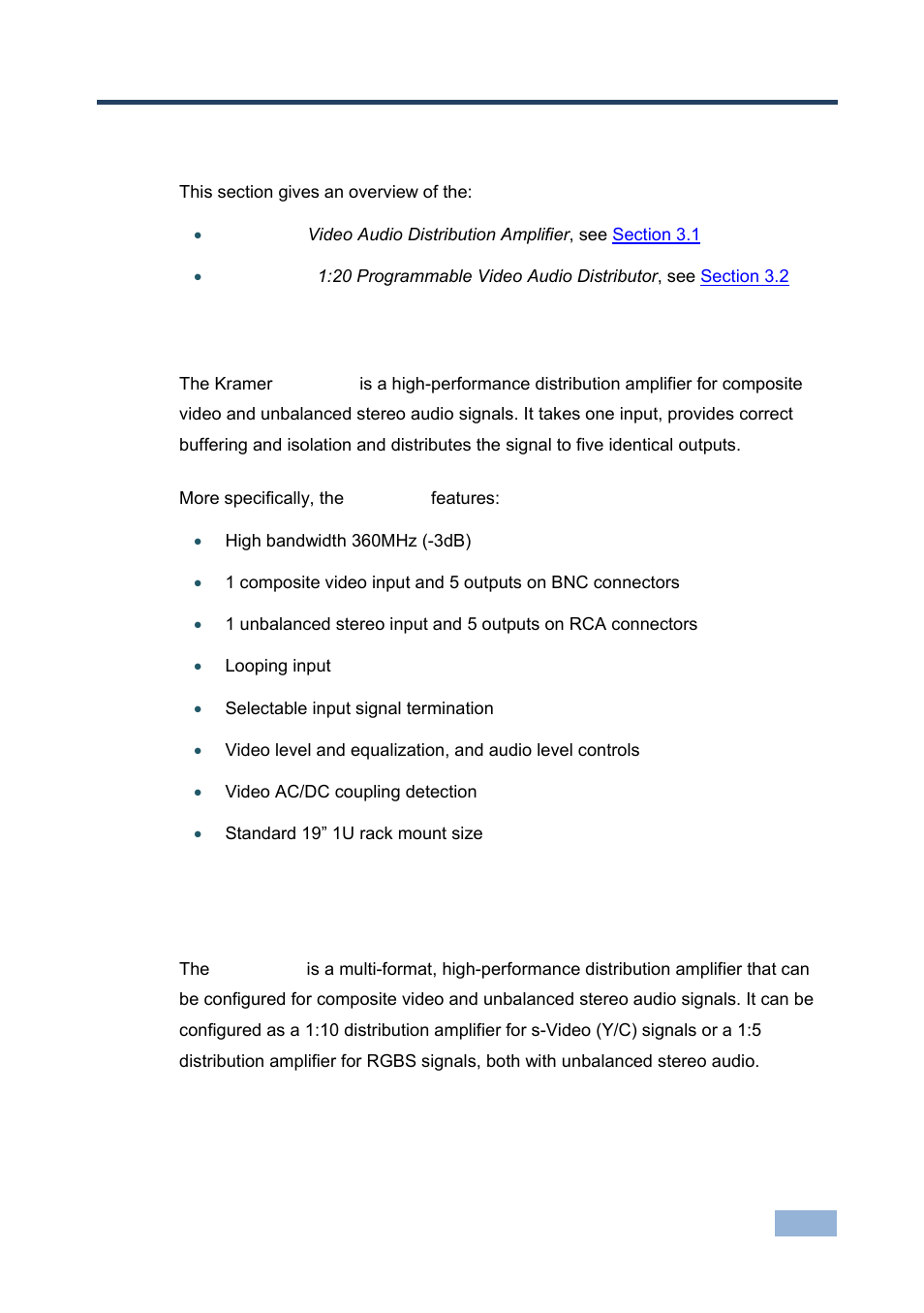 3 overview, 1 the vm-5arii video audio distribution amplifier, Overview | The vm-5arii video audio distribution amplifier | Kramer Electronics VM-5ARII User Manual | Page 6 / 21