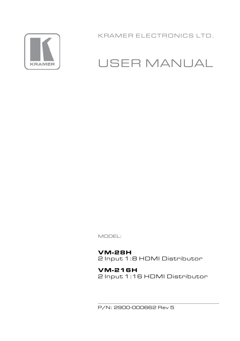 Kramer Electronics VM-28H User Manual | 25 pages