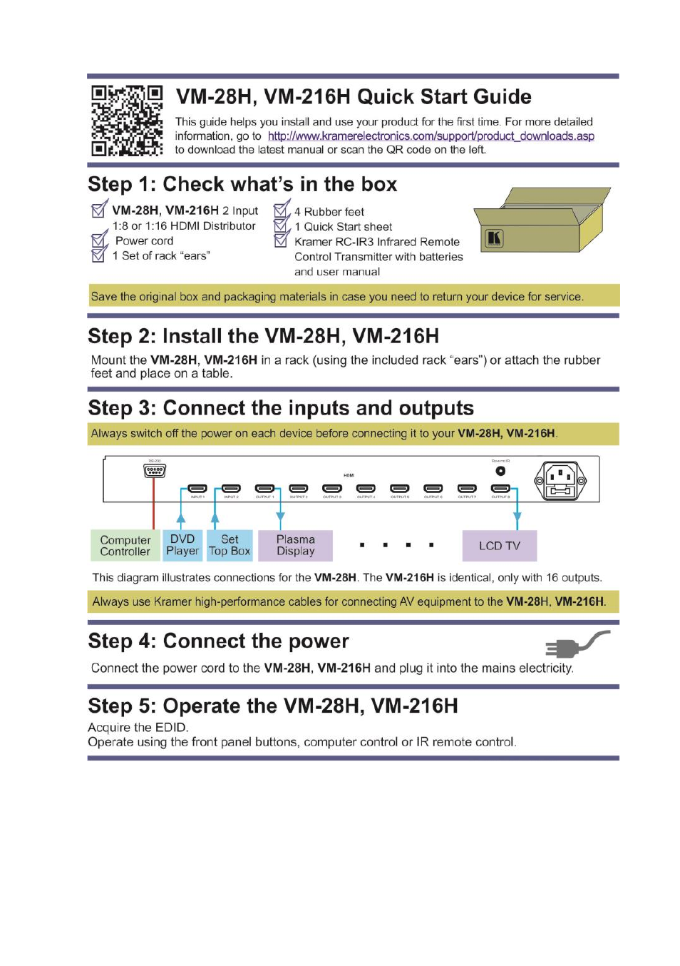 Kramer Electronics VM-28H User Manual | Page 2 / 25