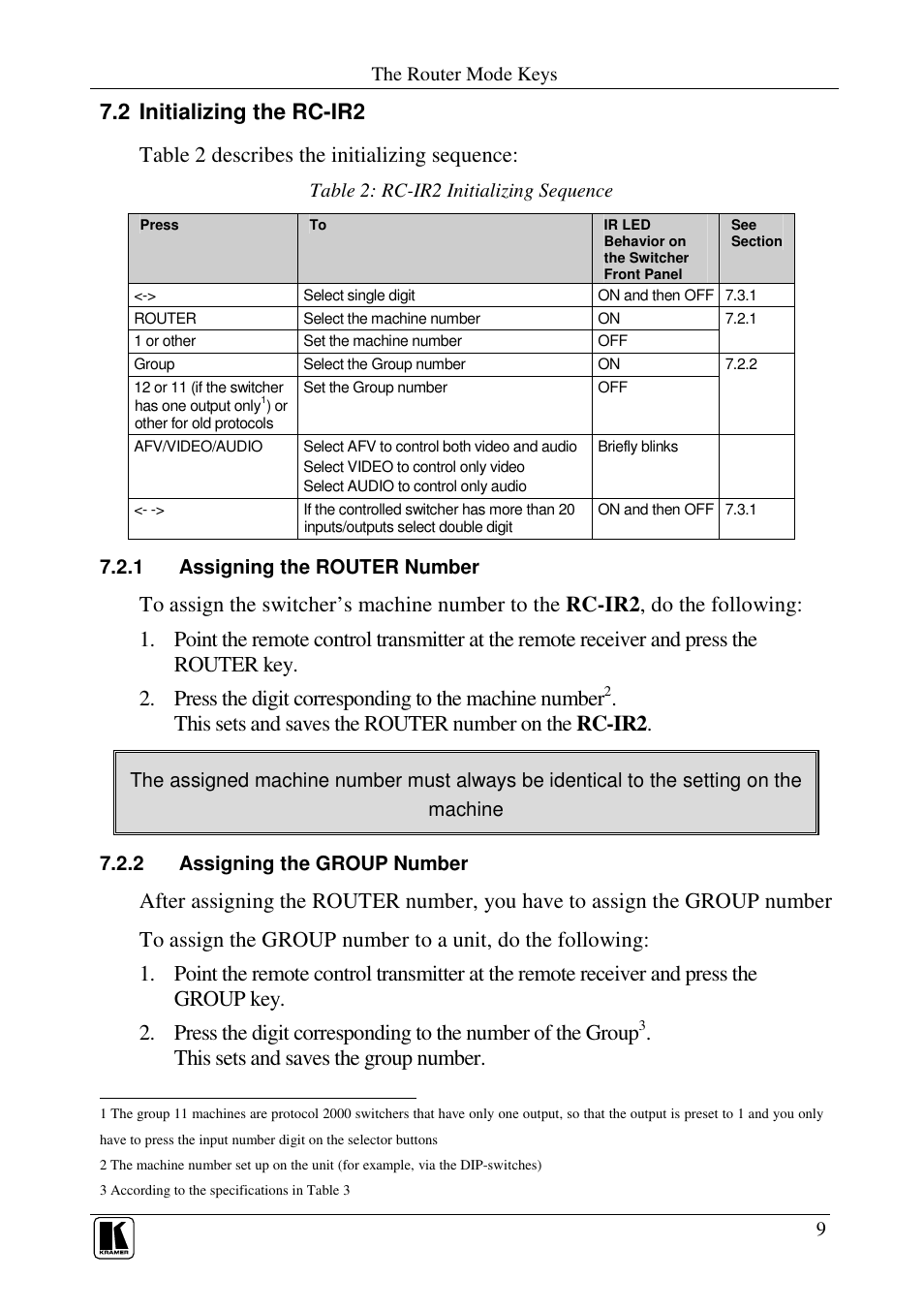 This sets and saves the group number | Kramer Electronics RC-IR2 User Manual | Page 12 / 24