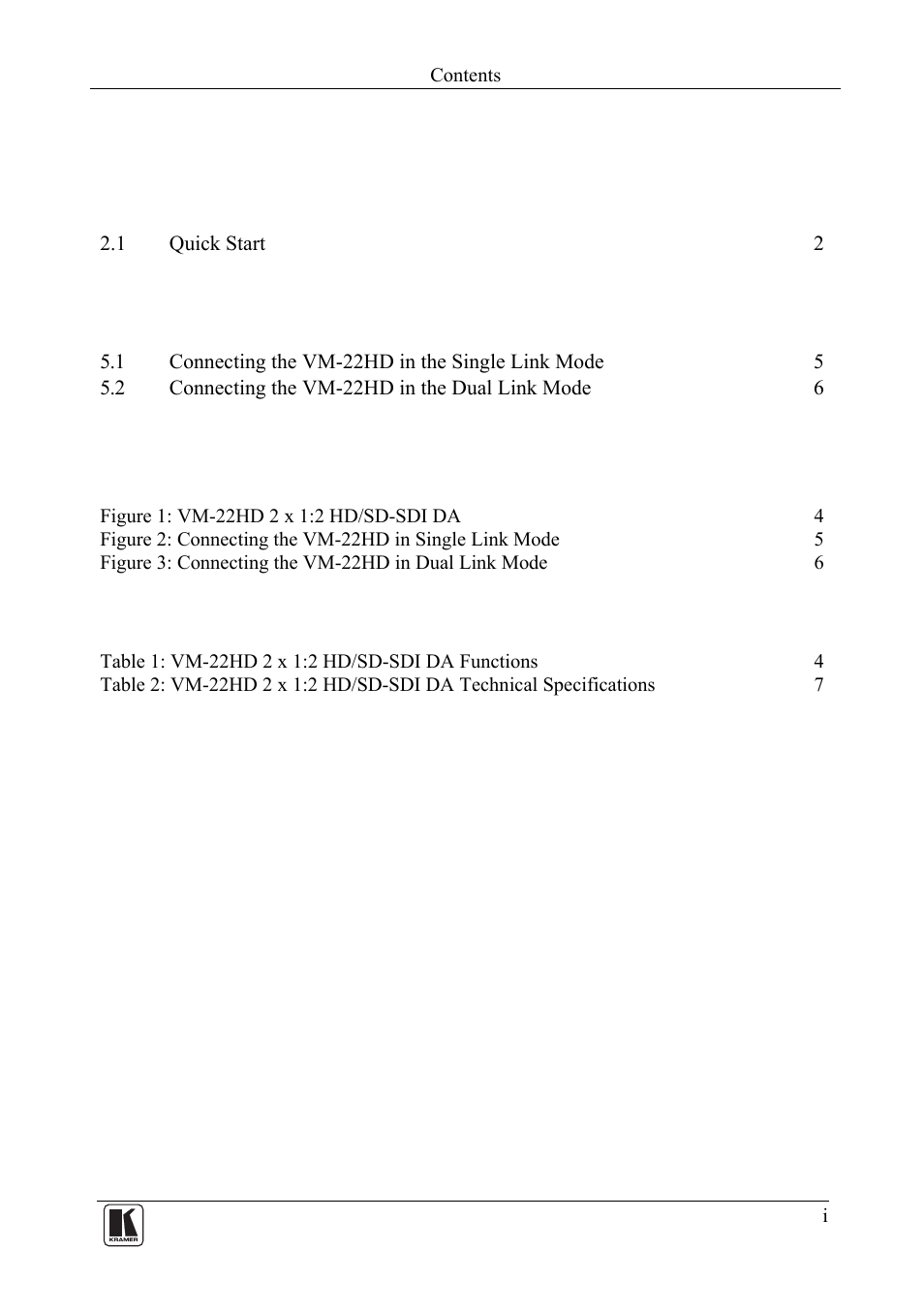 Kramer Electronics VM-22HD User Manual | Page 2 / 11