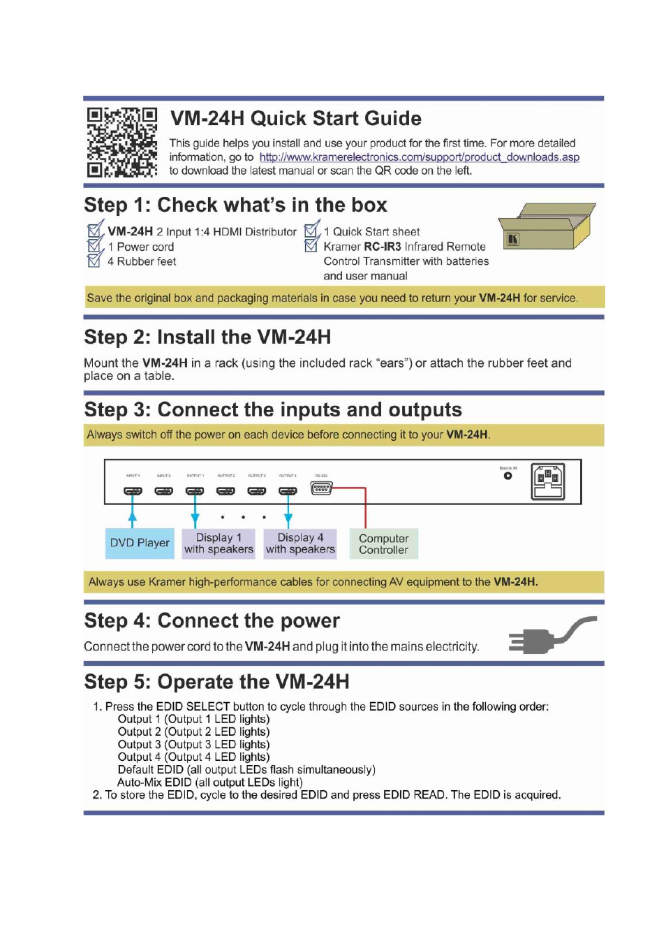 Kramer Electronics VM-24H User Manual | Page 2 / 23