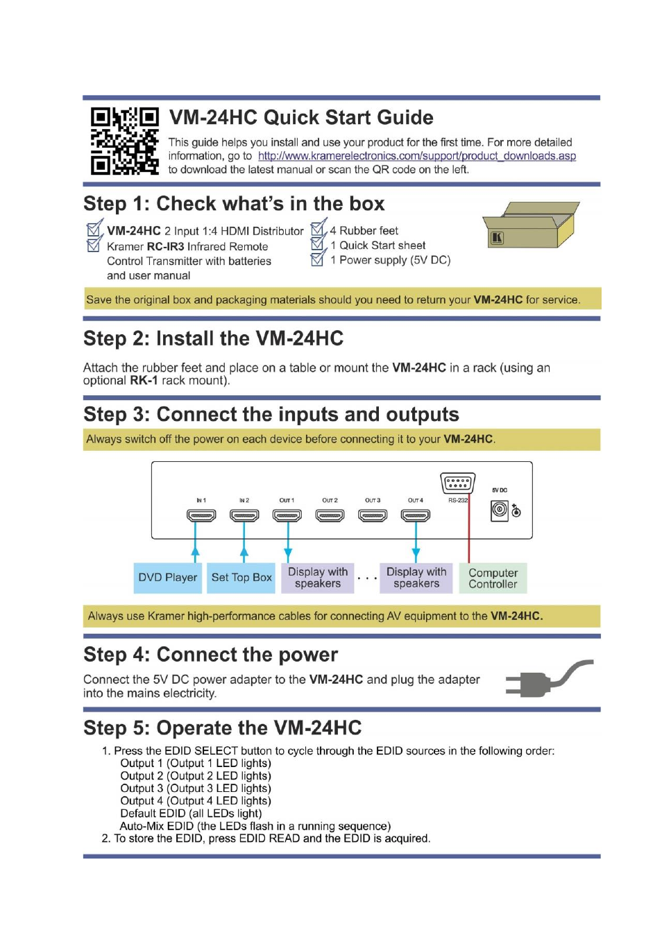 Kramer Electronics VM-24HC User Manual | Page 2 / 21