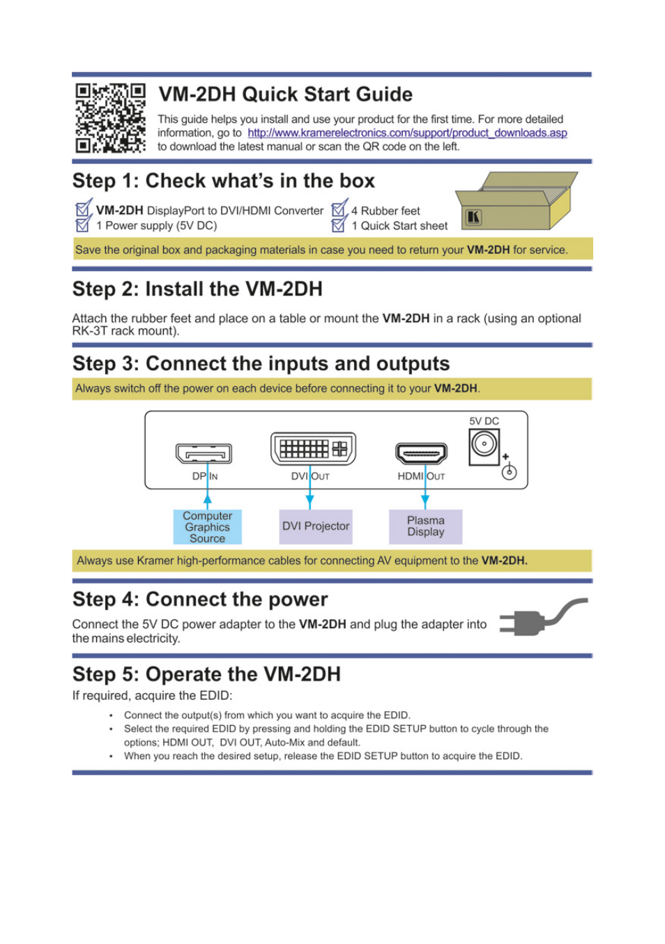 Kramer Electronics VM-2DH User Manual | Page 2 / 14