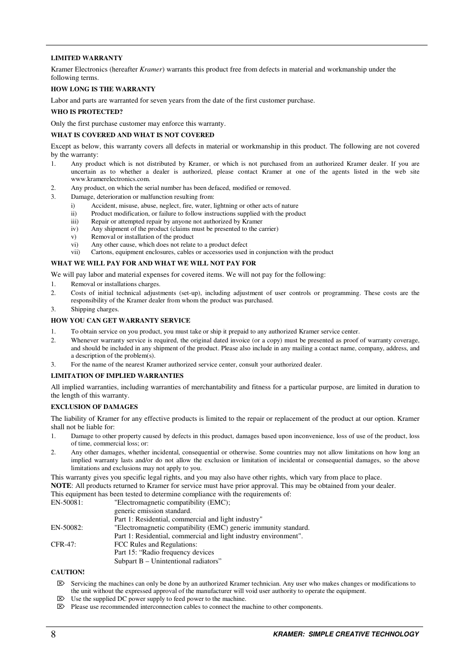 Kramer Electronics VM-30CA User Manual | Page 10 / 11