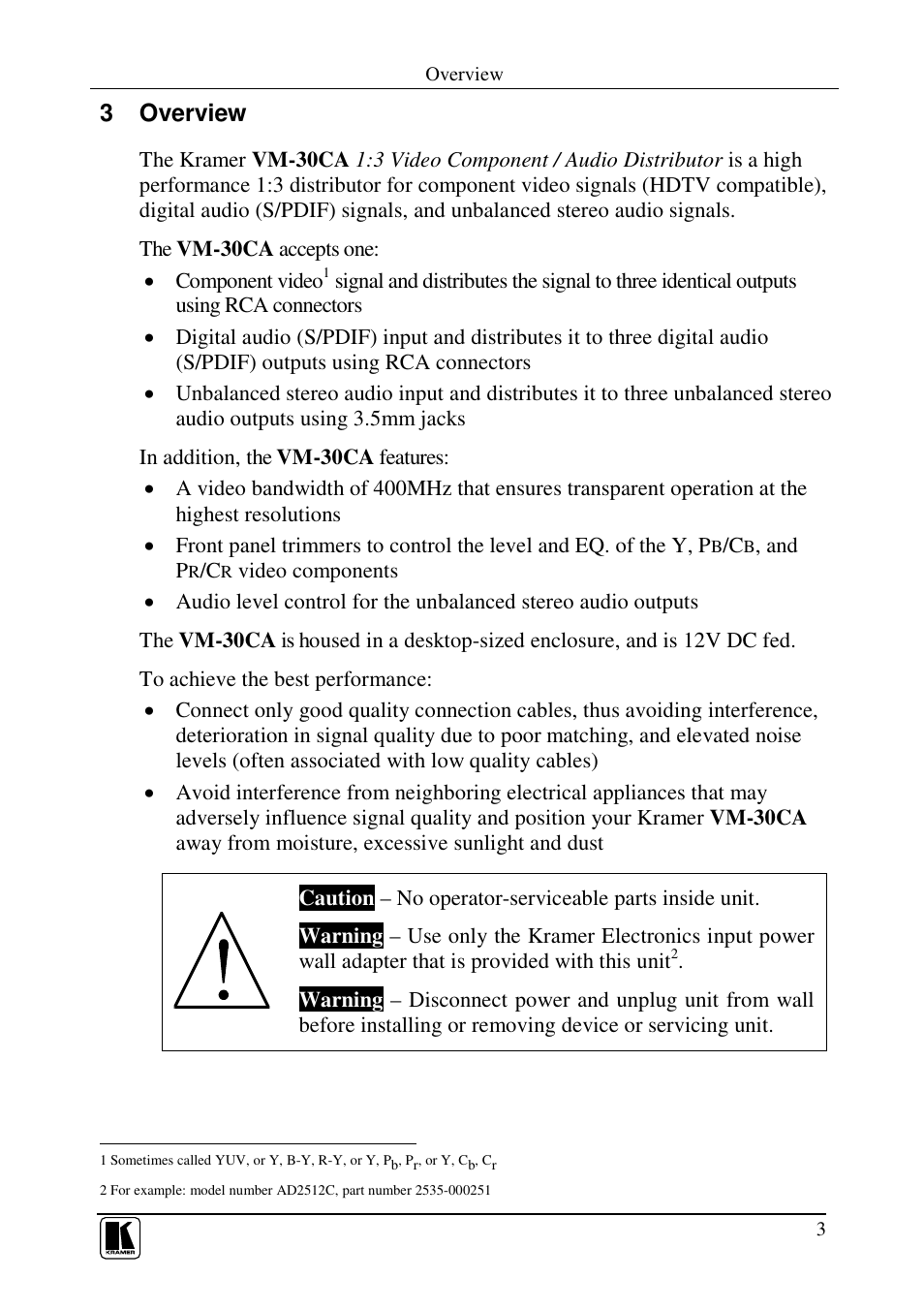 3 overview | Kramer Electronics VM-30CA User Manual | Page 5 / 11