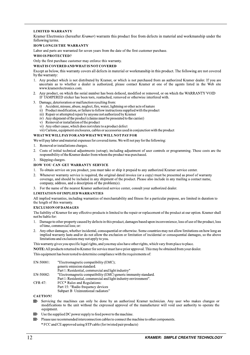 Kramer Electronics VM-3VN User Manual | Page 14 / 15