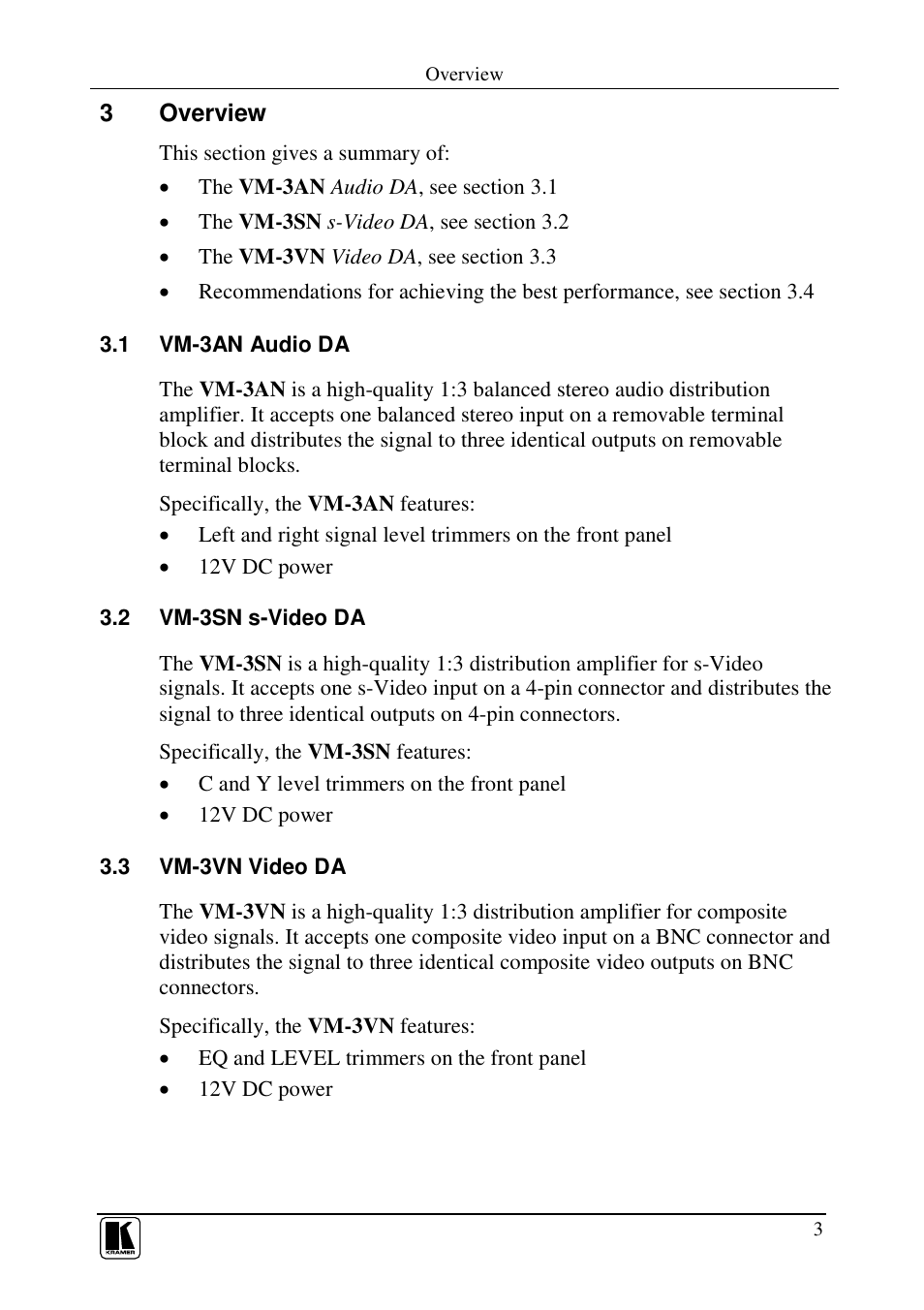 Kramer Electronics VM-3VN User Manual | Page 5 / 15