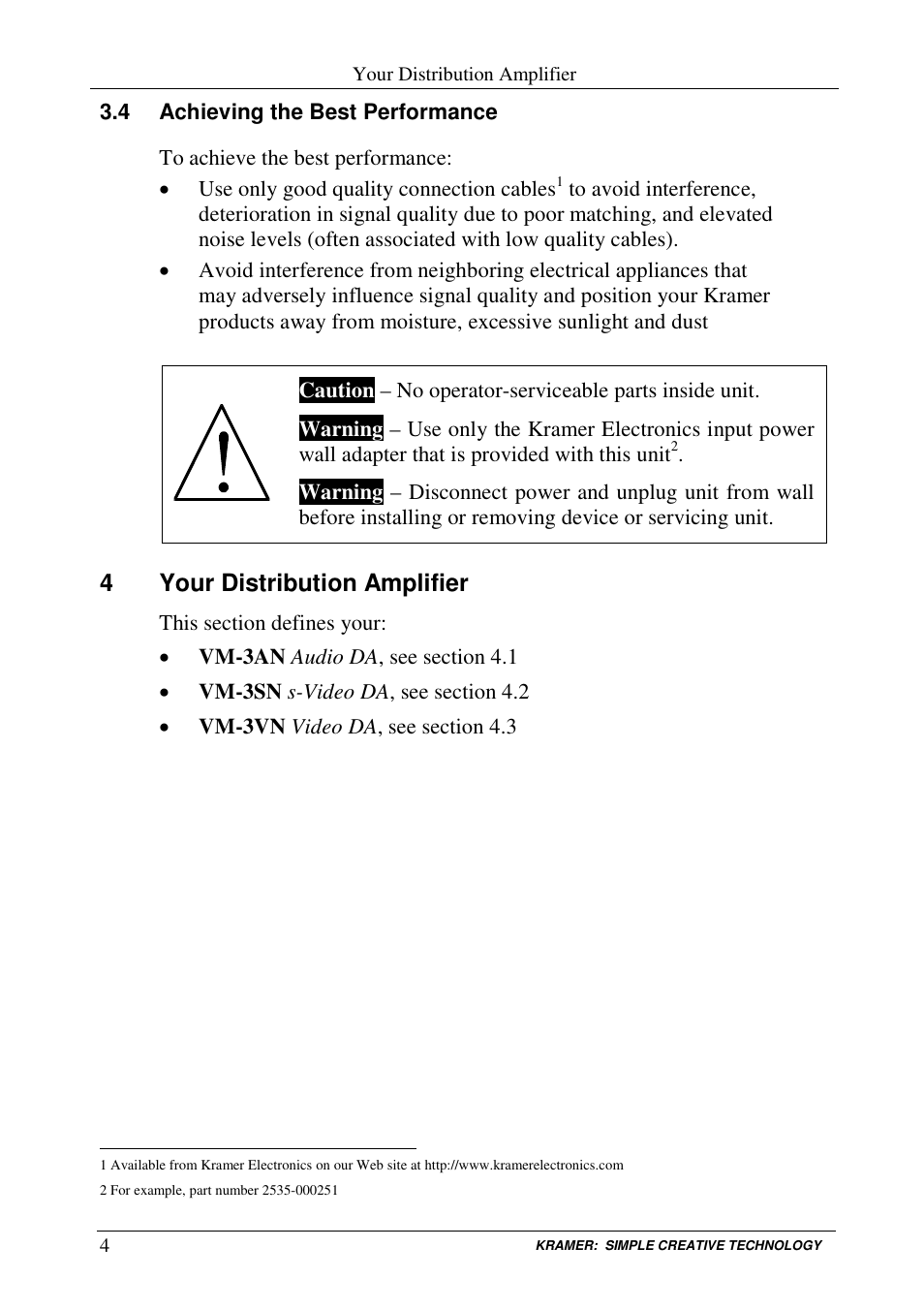 4your distribution amplifier | Kramer Electronics VM-3VN User Manual | Page 6 / 15