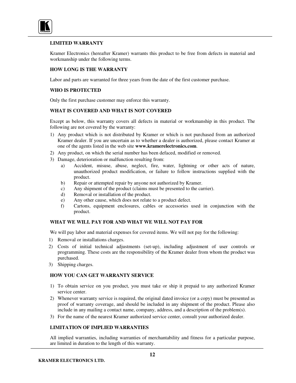 Kramer Electronics VM-3Sxl User Manual | Page 13 / 15