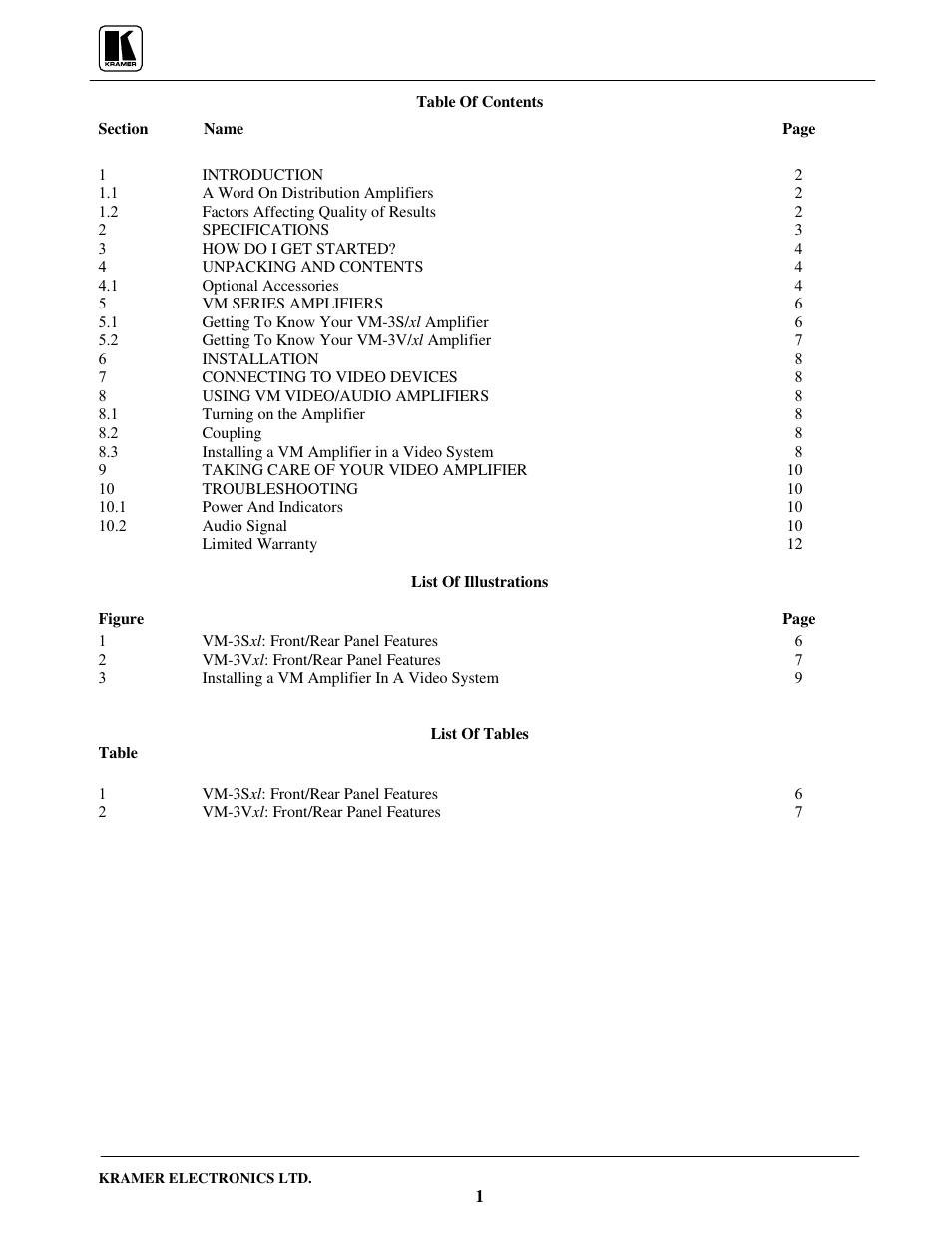 Kramer Electronics VM-3Sxl User Manual | Page 2 / 15
