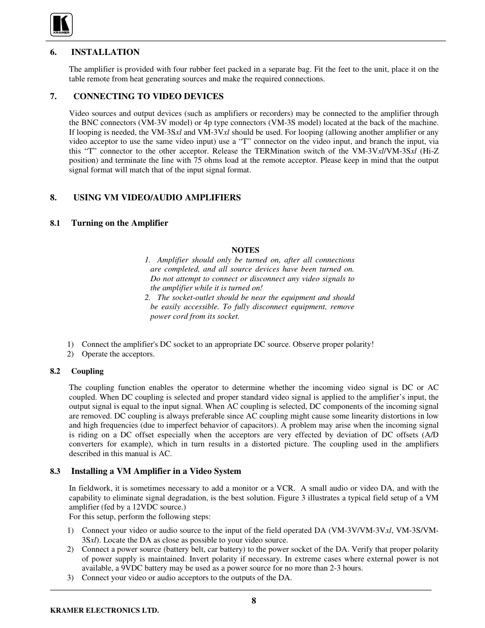 Kramer Electronics VM-3Sxl User Manual | Page 9 / 15