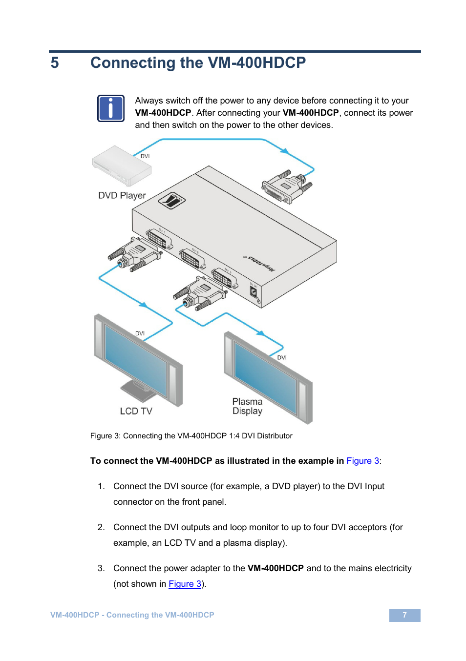 5 connecting the vm-400hdcp, Connecting the vm-400hdcp, 5connecting the vm-400hdcp | Kramer Electronics VM-400HDCP User Manual | Page 10 / 17