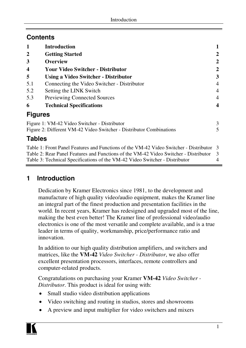 Kramer Electronics VM-42 User Manual | Page 2 / 8