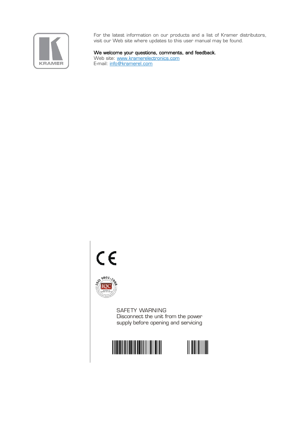 Kramer Electronics VM-4HC User Manual | Page 16 / 16