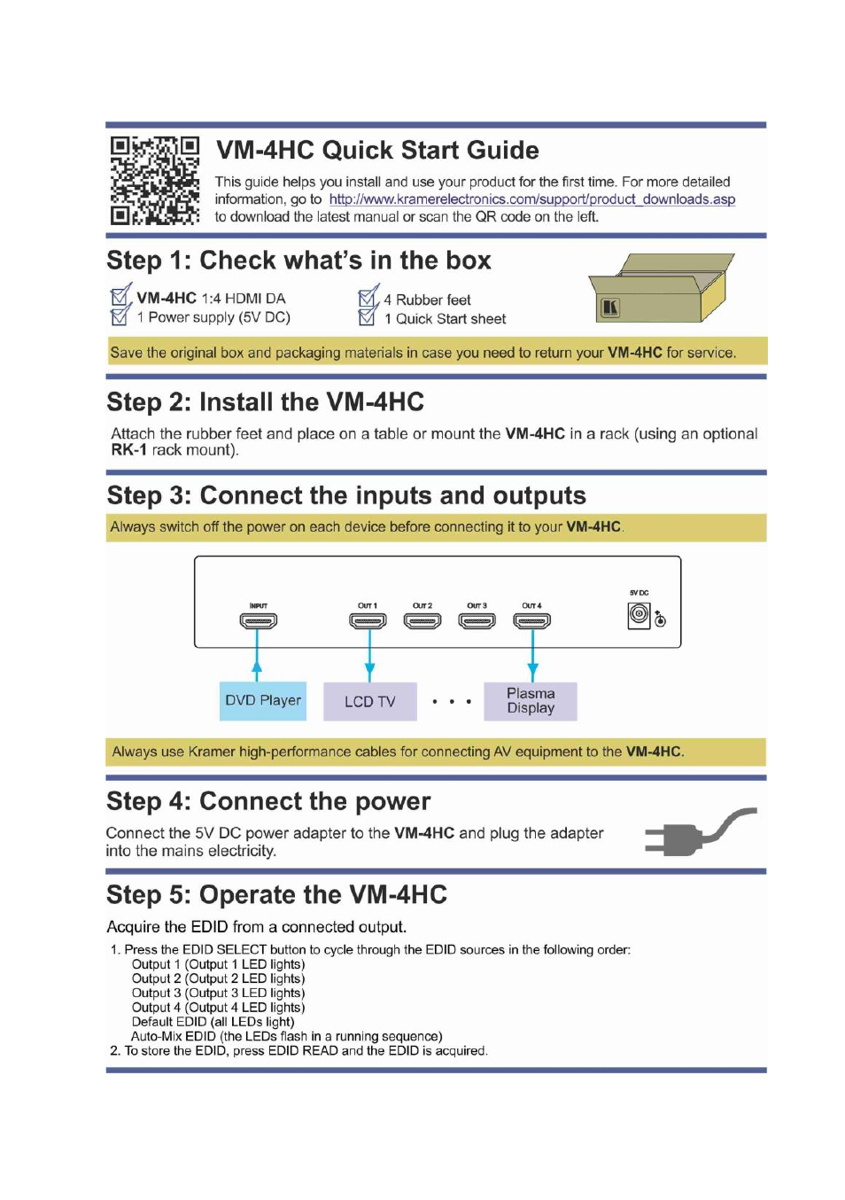 Kramer Electronics VM-4HC User Manual | Page 2 / 16