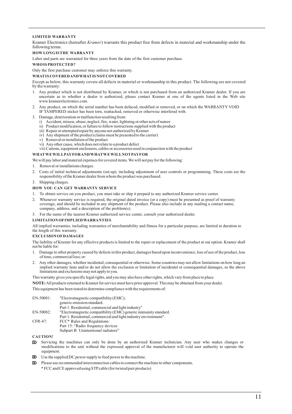 Kramer Electronics VM-4HDCPxl User Manual | Page 13 / 14