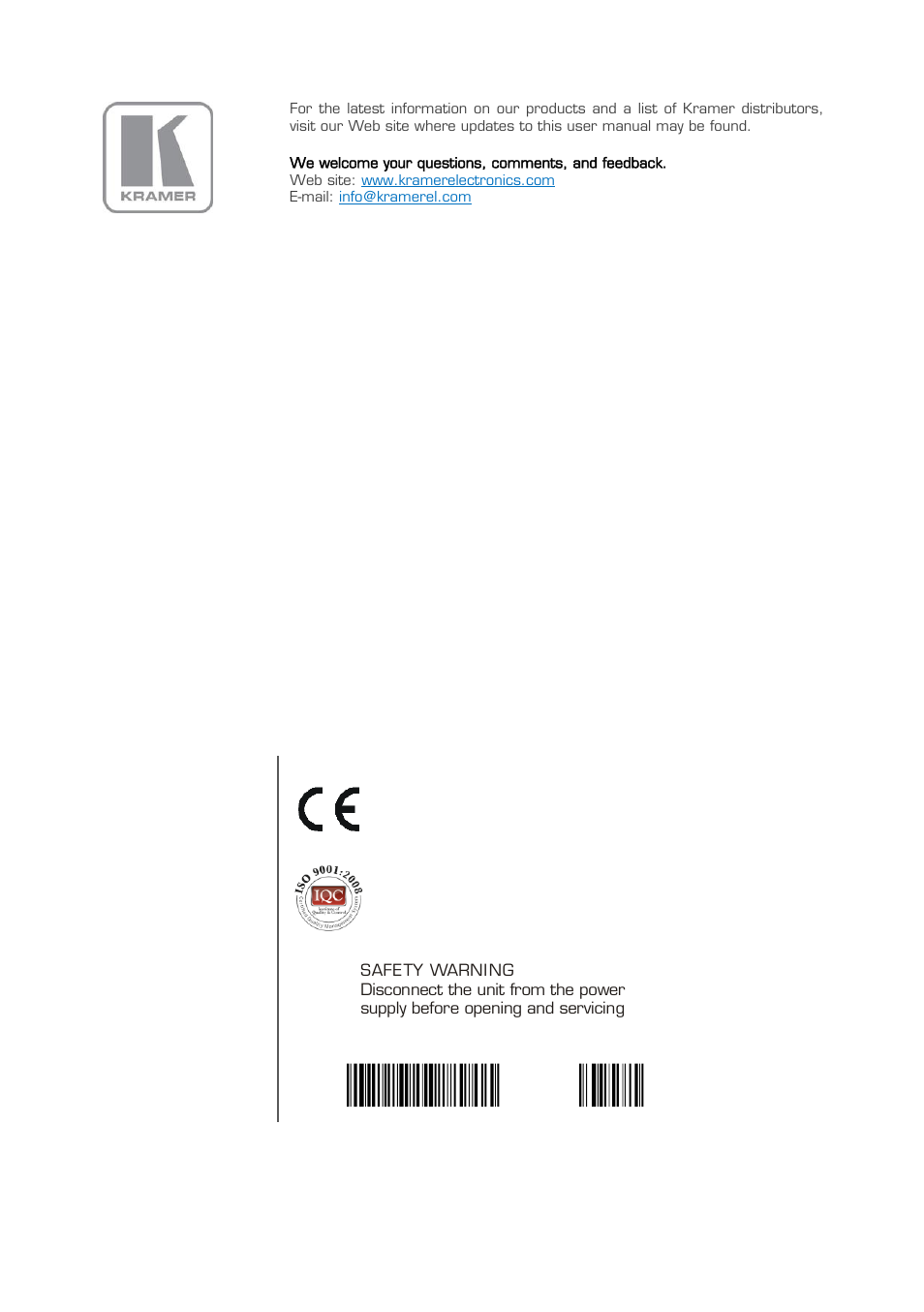 Kramer Electronics VM-4HDxl User Manual | Page 12 / 12