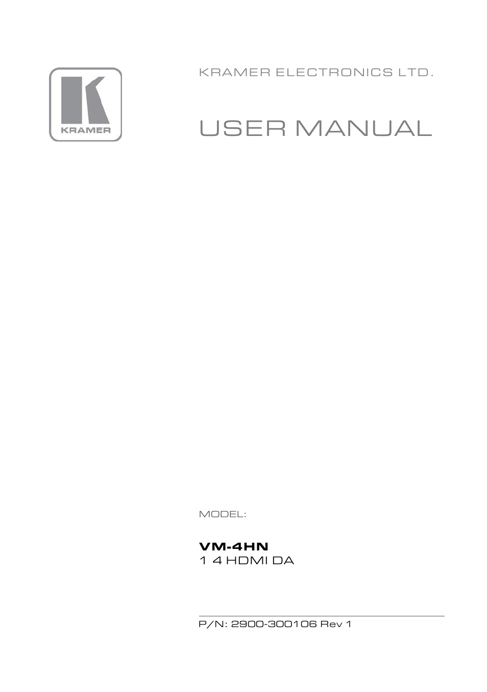 Kramer Electronics VM-4HN User Manual | 13 pages