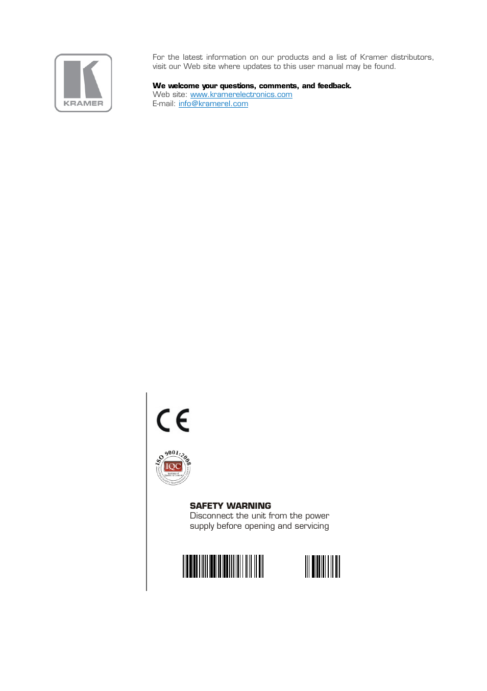 Kramer Electronics VM-4Hxl User Manual | Page 16 / 16