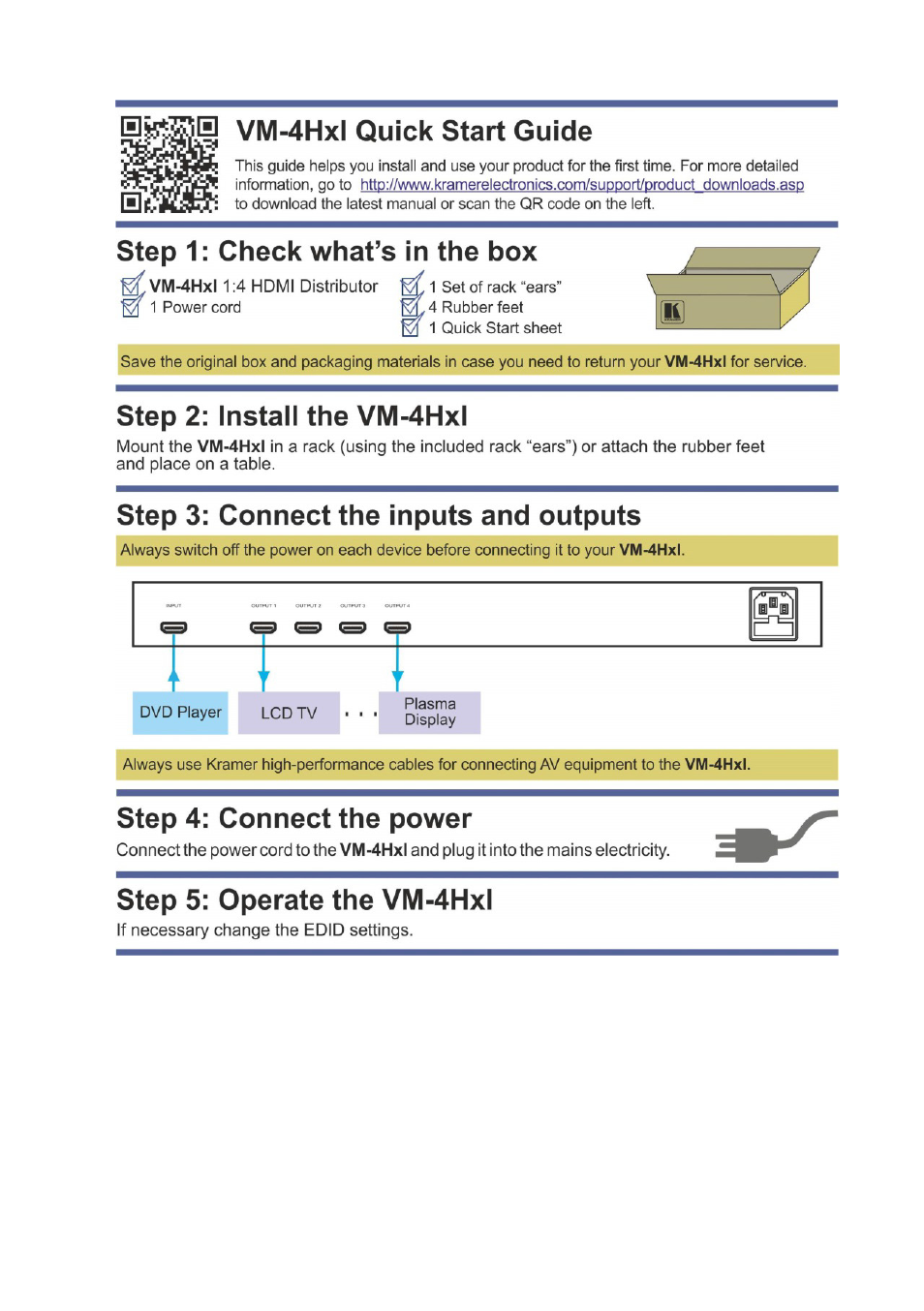 Kramer Electronics VM-4Hxl User Manual | Page 2 / 16
