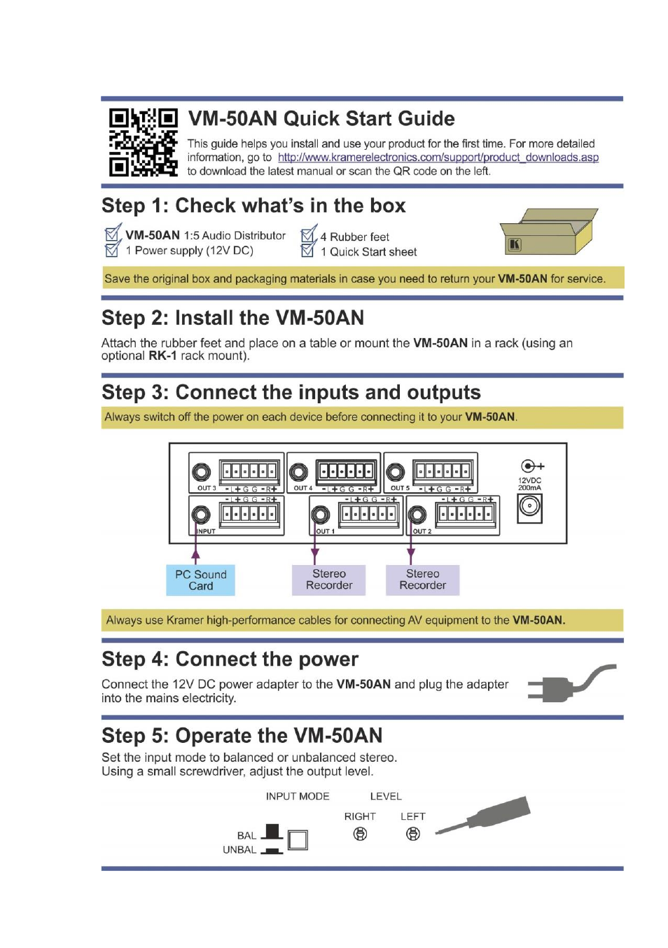 Kramer Electronics VM-50AN User Manual | Page 2 / 15