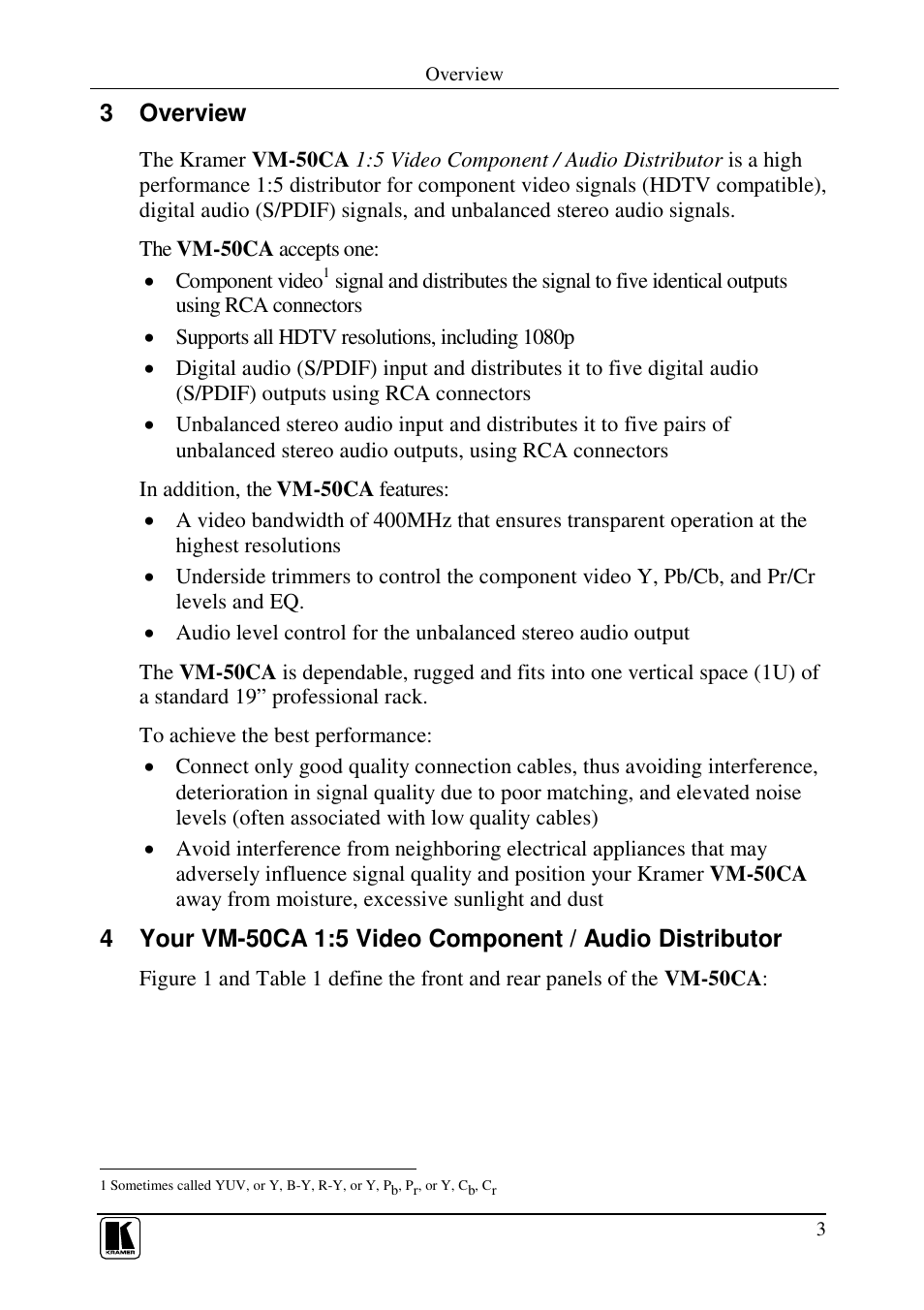 3 overview | Kramer Electronics VM-50CA User Manual | Page 5 / 13