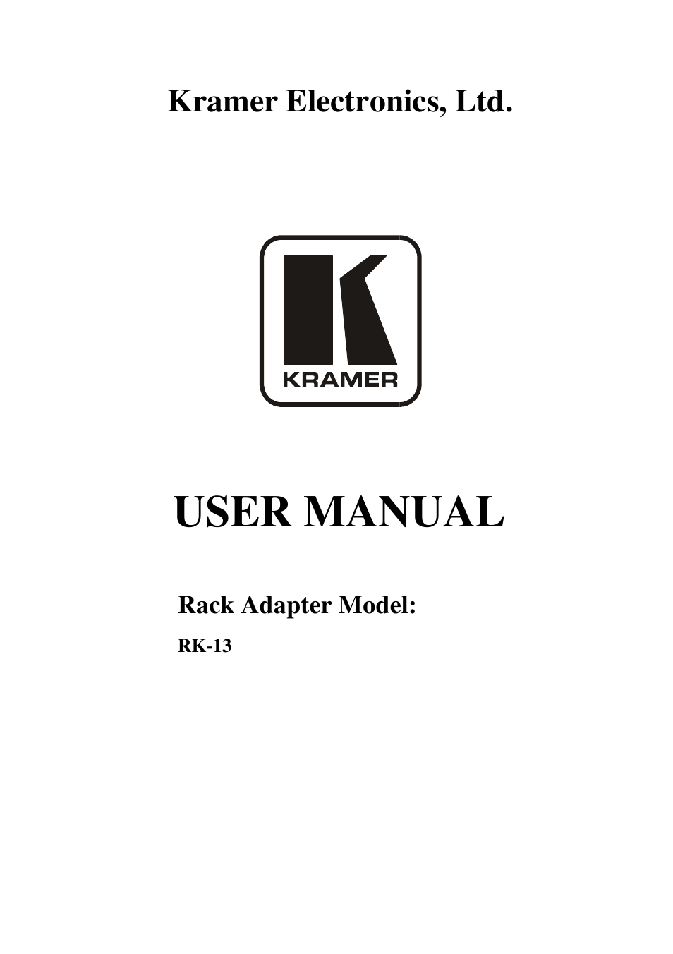 Kramer Electronics RK-13 User Manual | 8 pages