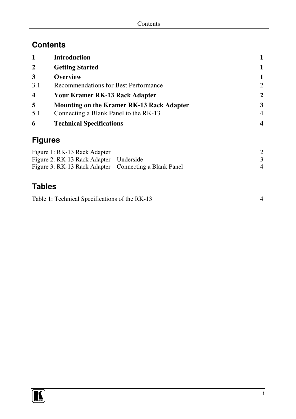 Kramer Electronics RK-13 User Manual | Page 2 / 8