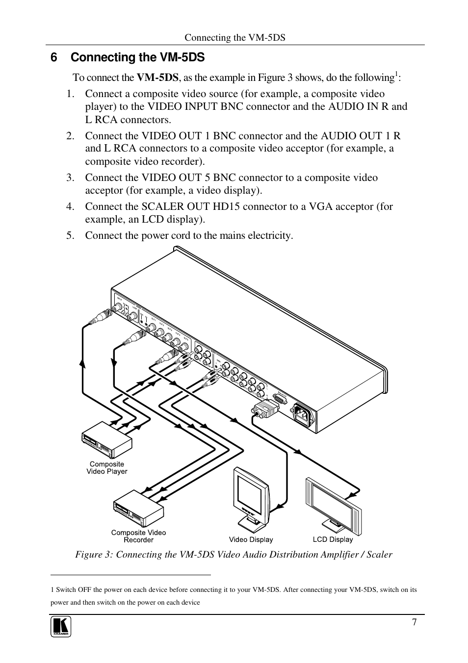 6 connecting the vm-5ds | Kramer Electronics VM-5DS User Manual | Page 9 / 12