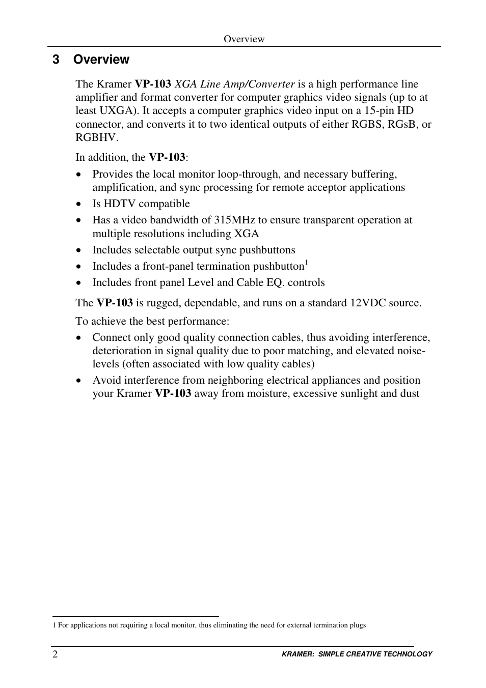 Kramer Electronics VP-103 User Manual | Page 4 / 9