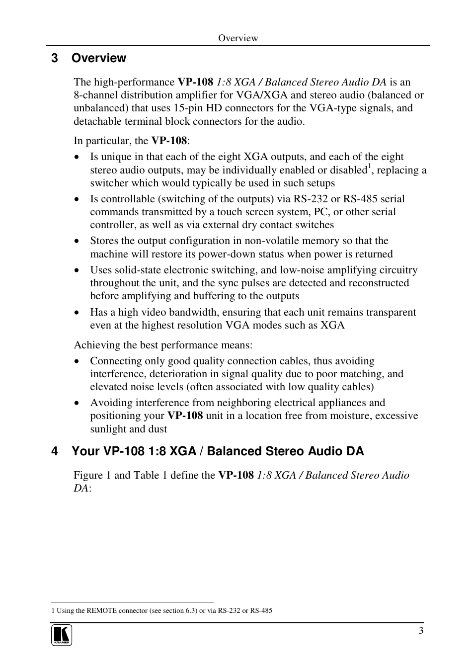 3 overview | Kramer Electronics VP-108 User Manual | Page 5 / 18