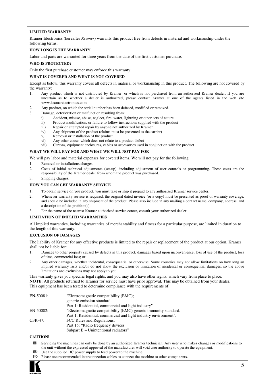 Kramer Electronics VP-111 User Manual | Page 7 / 8