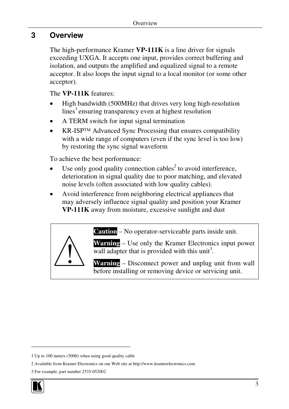 3overview | Kramer Electronics VP-111K User Manual | Page 5 / 11