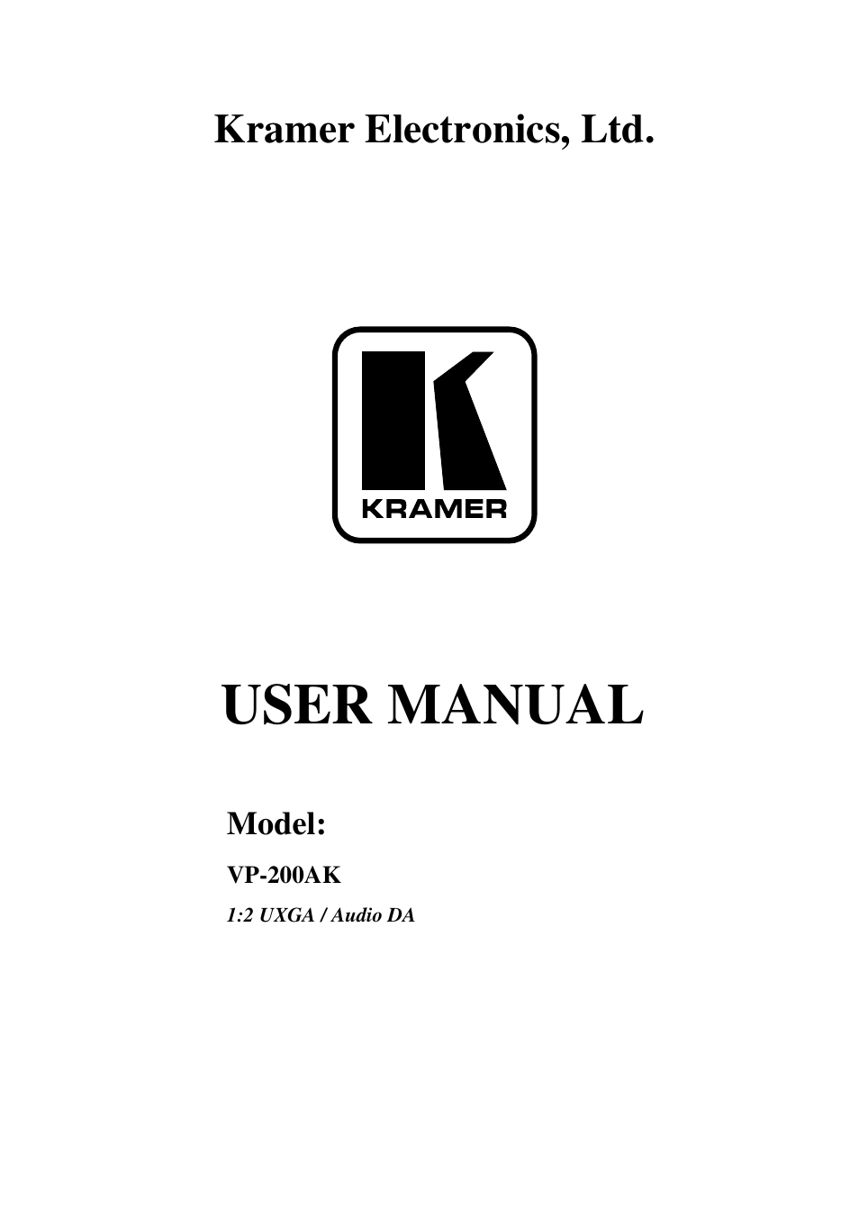 Kramer Electronics VP-200AK User Manual | 11 pages