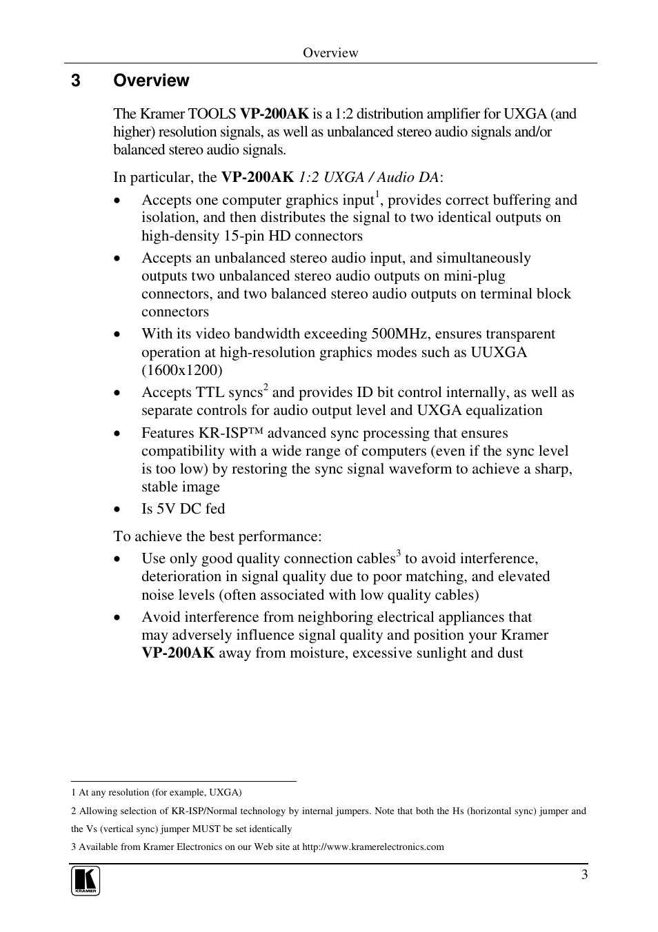 3overview | Kramer Electronics VP-200AK User Manual | Page 5 / 11