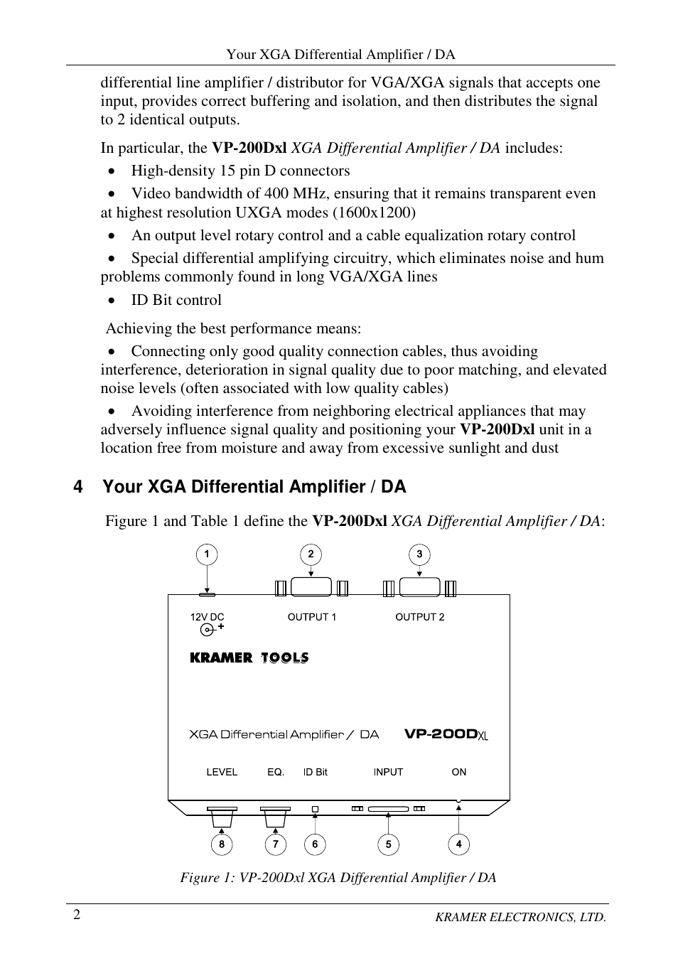 Kramer Electronics VP-200Dxl User Manual | Page 4 / 8