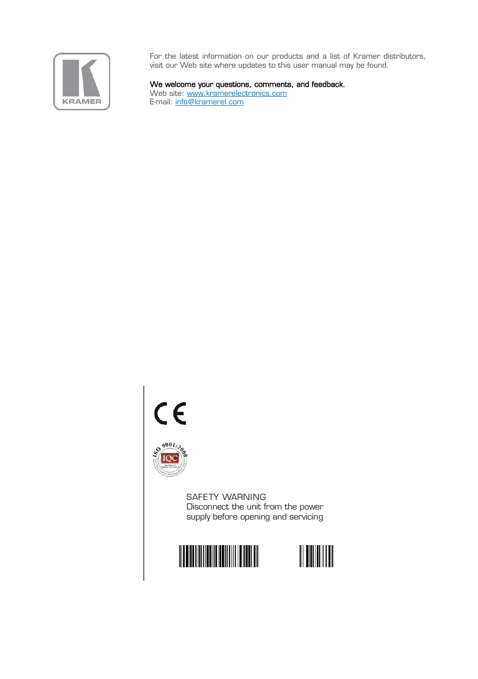 Kramer Electronics VP-400K User Manual | Page 15 / 15