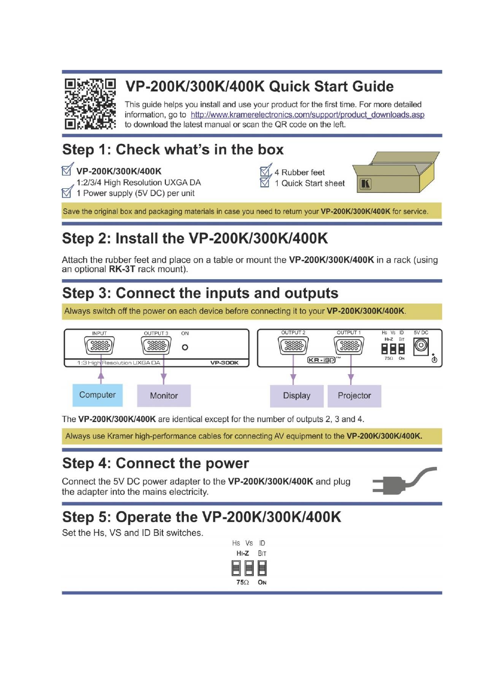 Kramer Electronics VP-400K User Manual | Page 2 / 15