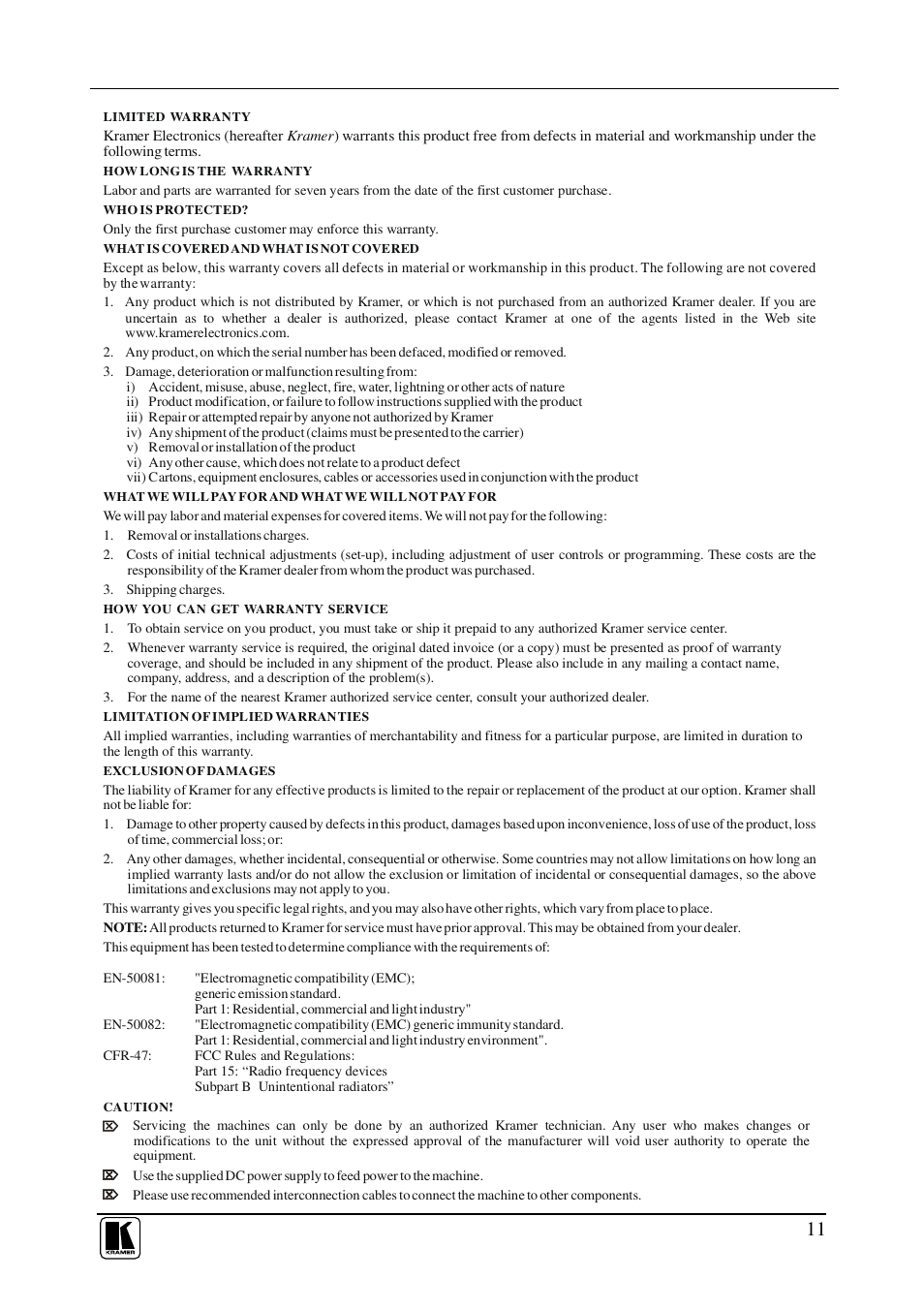 Kramer Electronics VP-200NK User Manual | Page 13 / 14