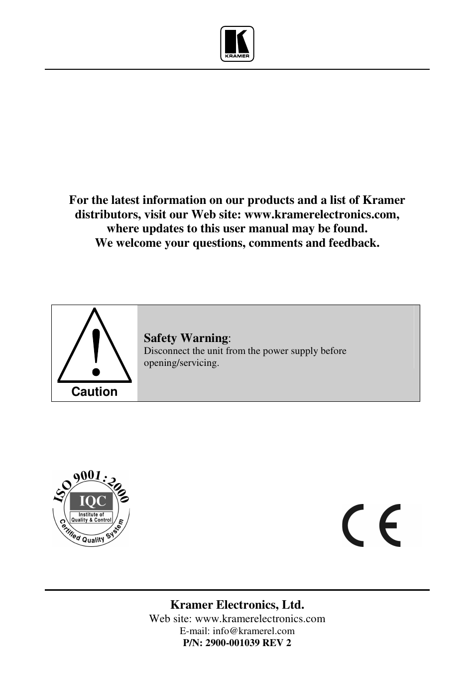 Kramer Electronics VP-200xl User Manual | Page 16 / 16