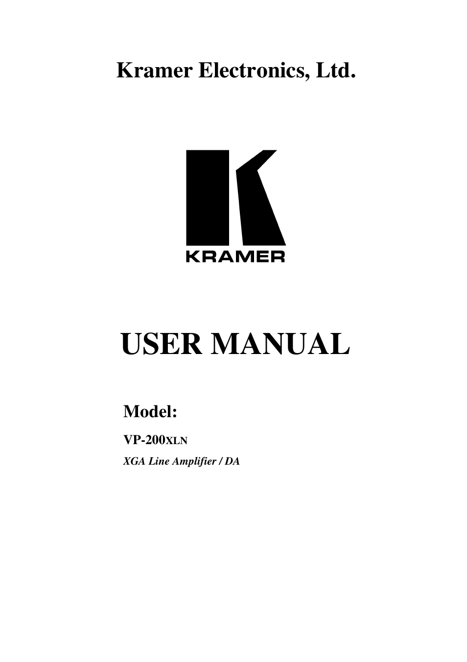 Kramer Electronics VP-200xln User Manual | 11 pages