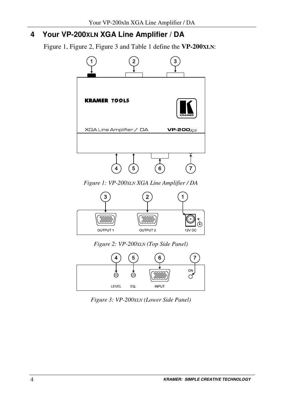 4 your vp-200, Xga line amplifier / da | Kramer Electronics VP-200xln User Manual | Page 6 / 11