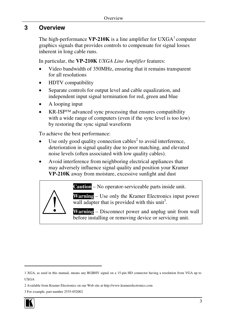 3overview | Kramer Electronics VP-210K User Manual | Page 5 / 10