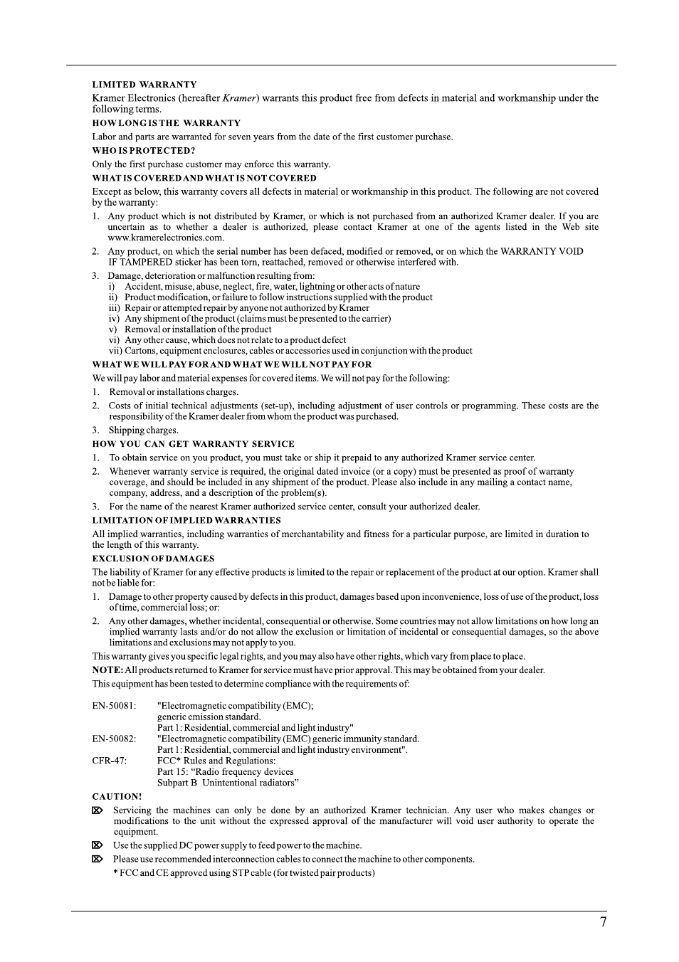 Kramer Electronics VP-210K User Manual | Page 9 / 10
