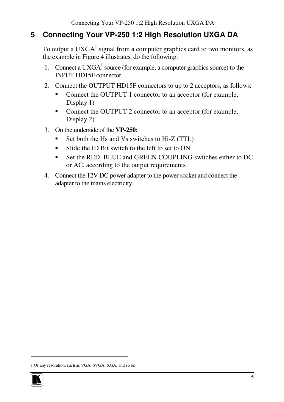 Kramer Electronics VP-250 User Manual | Page 7 / 11